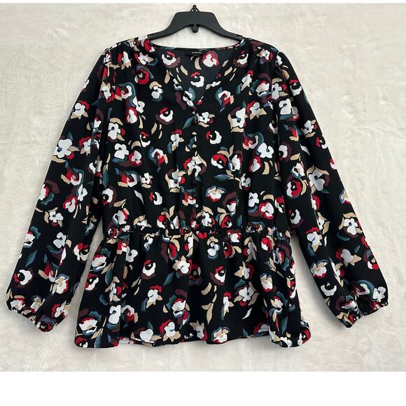 Alfani Peplum Abstract Floral Top XL Classy Mature Office - Picture 1 of 9